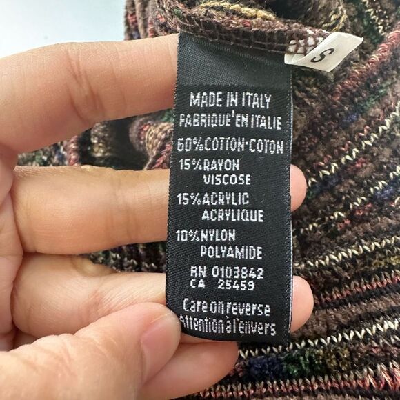 TOSCANO Made In Italy Brown‎ Textured Stripe Crew Neck Sweater size small - Picture 7 of 9